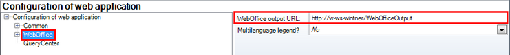 WebOffice output URL configuration in application configuration