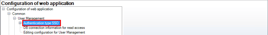 Authentication type SSO configuration
