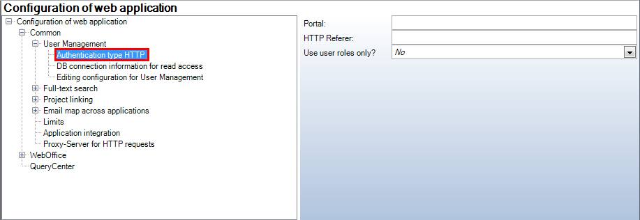 Authentication type HTTP in application_config