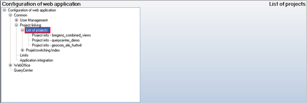 List of projects configuration List of projects configuration