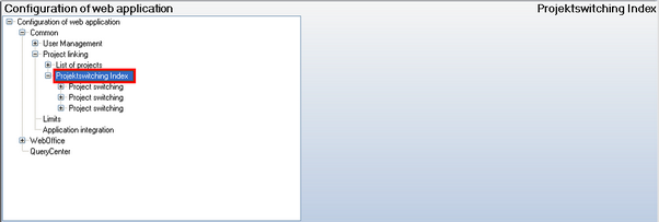 Project switching index configuration