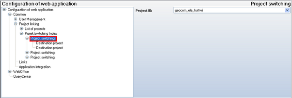 Project switching configuration