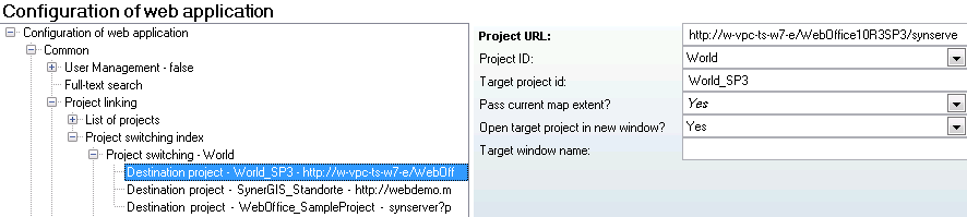 Destination project configuration
