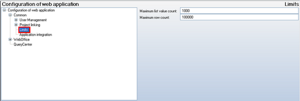 Limits configuration