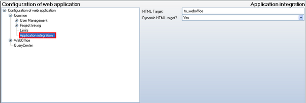 Application integration configuration