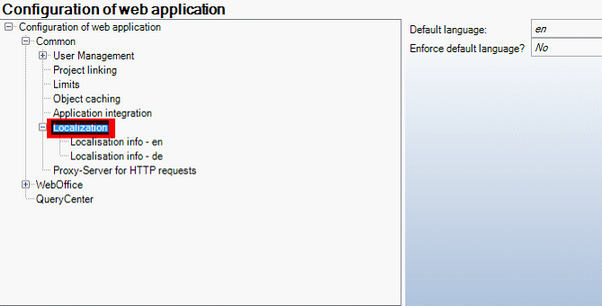 Localization configuration