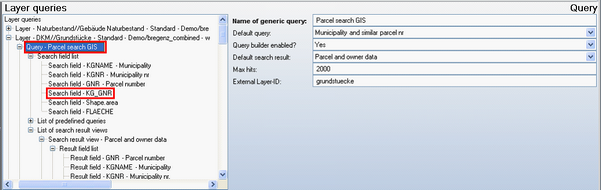 Search field configuration of target project: Search field KG_GNR