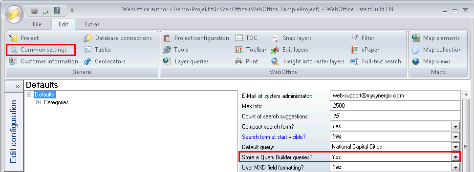 Common settings configuration – Store Query Builder queries
