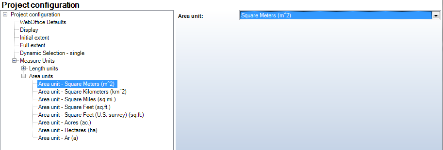 WebOffice 10 R3 Projekck Configuration - Area Units