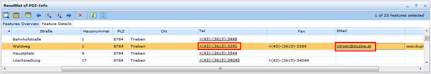 Call protocol 'email' and 'phone' in the search result
