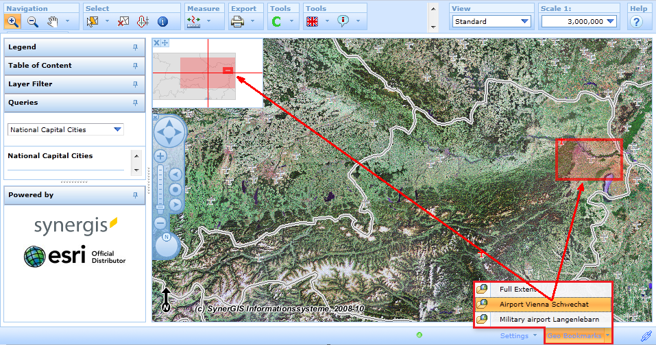 Geo bookmark extent preview displayed in WebOffice html client