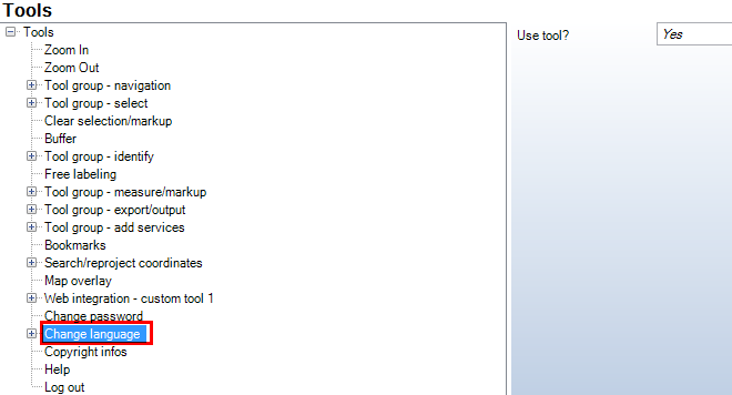 Change language tool configuration - WebOffice category