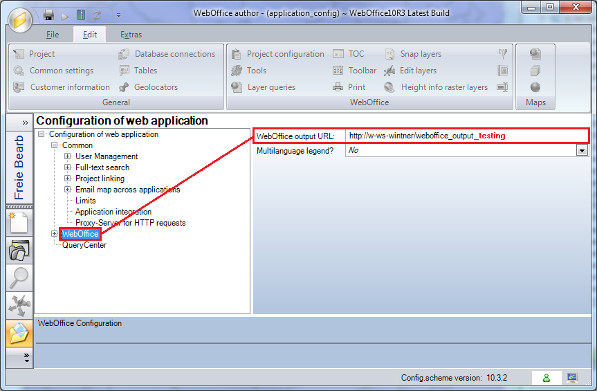 Set the new WebOffice output directory in the application configuration