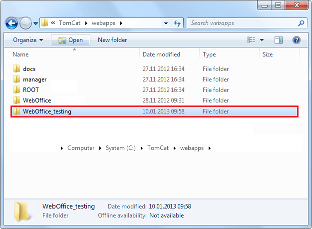 Copy and paste the folder of your WebOffice 10 R3 application and rename it