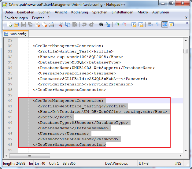 Create a new usermanagement admin profile with a new usermanagement database