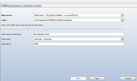 Create edit layer wizard - Step 1
