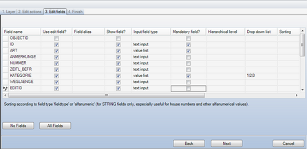 Create edit layer wizard - Step 3 Part 1