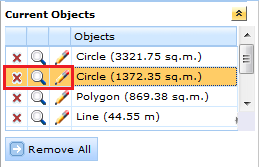 Delete, zoom to and edit current object