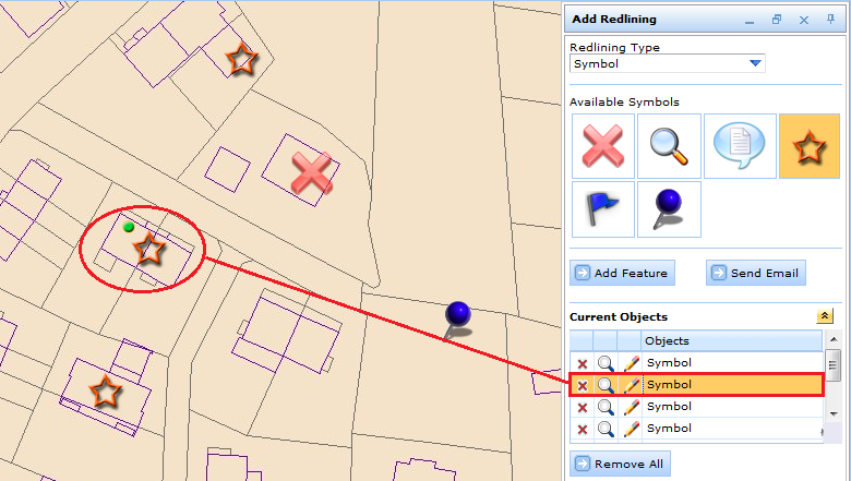Current objects section in Meeting Point tool form - WebOffice html client