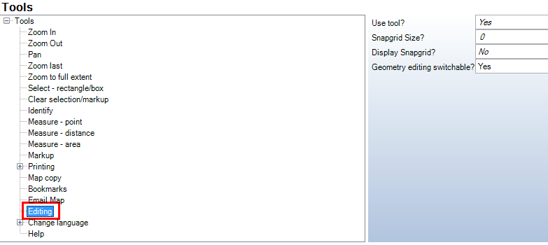 Editing Tool configuration - WebOffice category