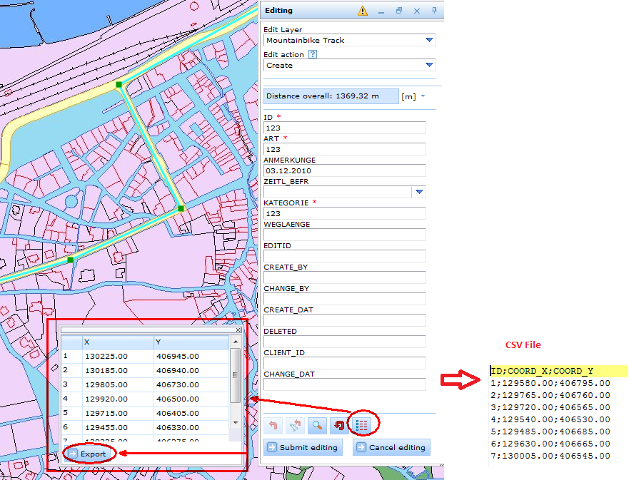 Coordinate export to CSV file Coordinate export to CSV file