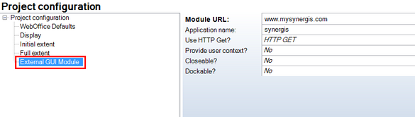 External GUI Module configuration - WebOffice Category