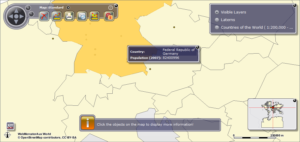 MapTip result by single click together with the standard notification in the WebOffice flex client 