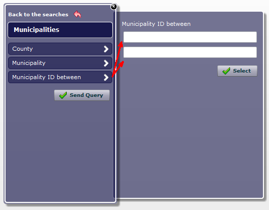 Define the search range with the input fields