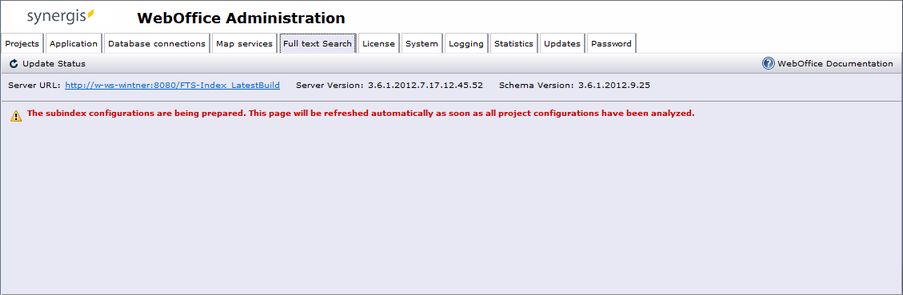 SynAdmin - Subindex configurations are beeing prepared
