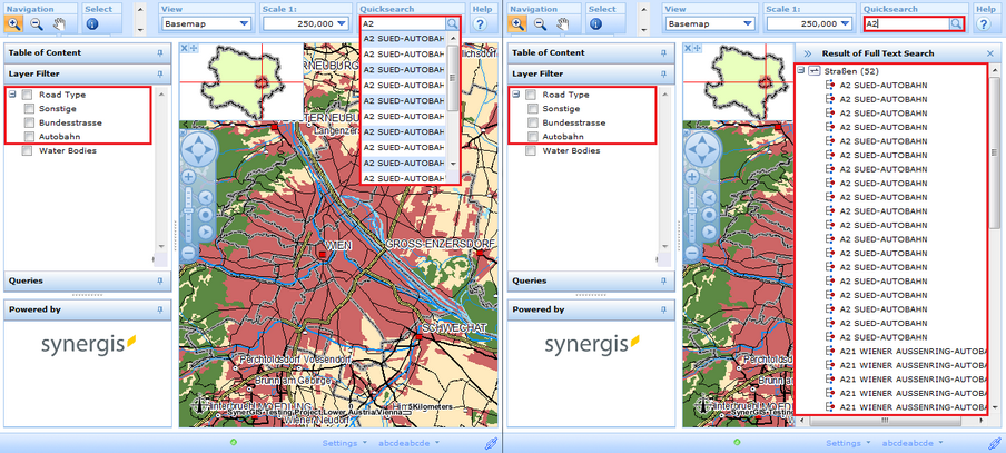 Execute a full-text search without any filter being active - all features are displayed