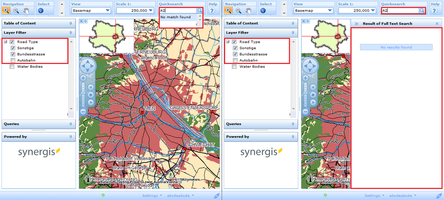 All highways were filtered - a full-text search for highways does not find any matches or results