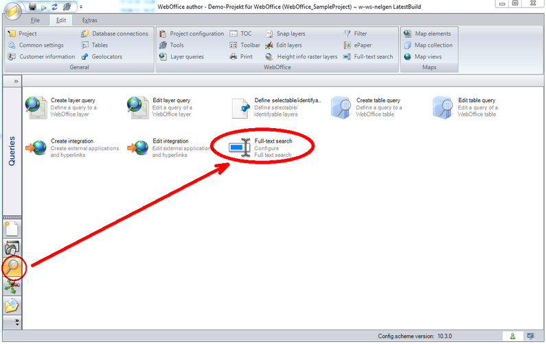 Start the full-text search wizard