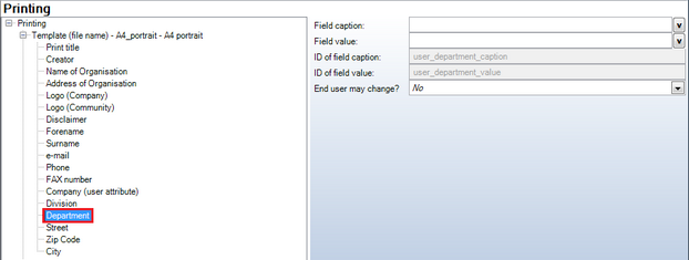 Department configuration