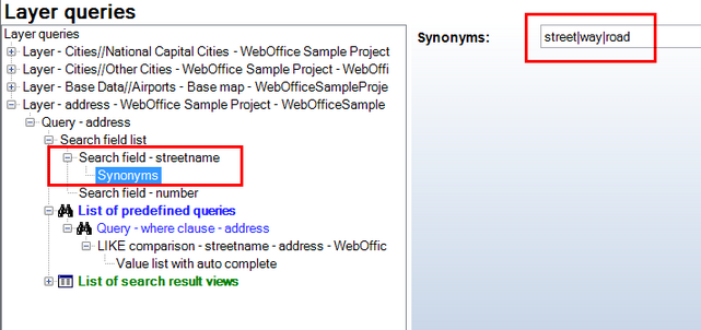 Synonyms for search field