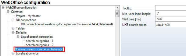 Generic search - value list behaviour