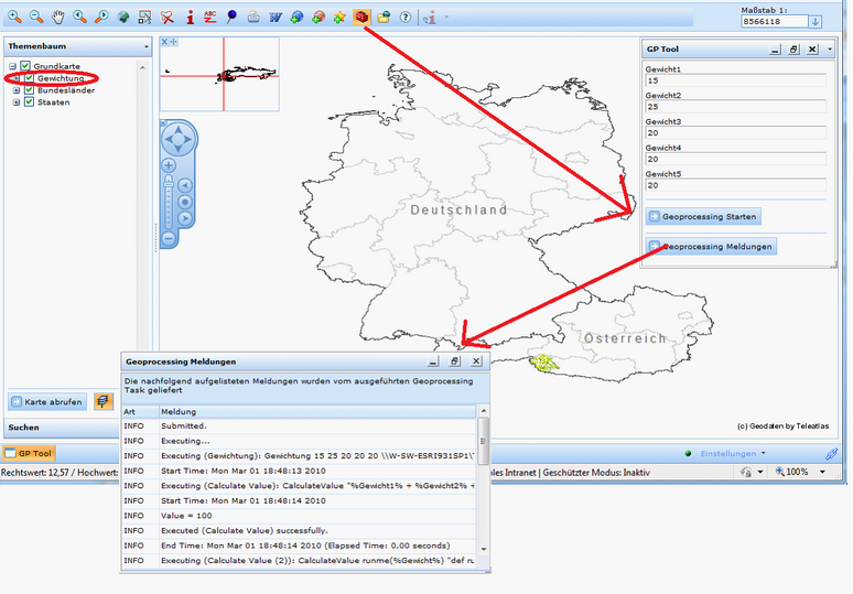 Geoprocessing tool and execution in WebOffice 10 R3 client