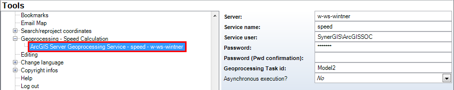 Geoprocessing task configuration - WebOffice category