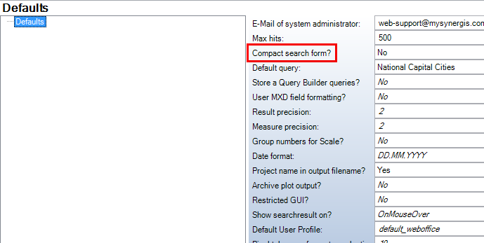 Search form type setting - Common Settings