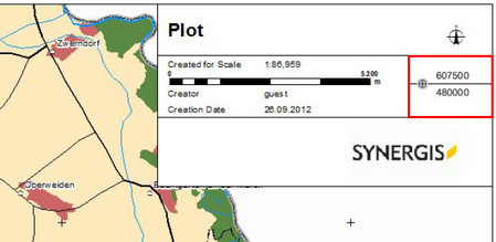 Geo-referenced horizontal coordinate marker with X/Y coordinates
