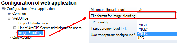 Image Blending setting in application configuration