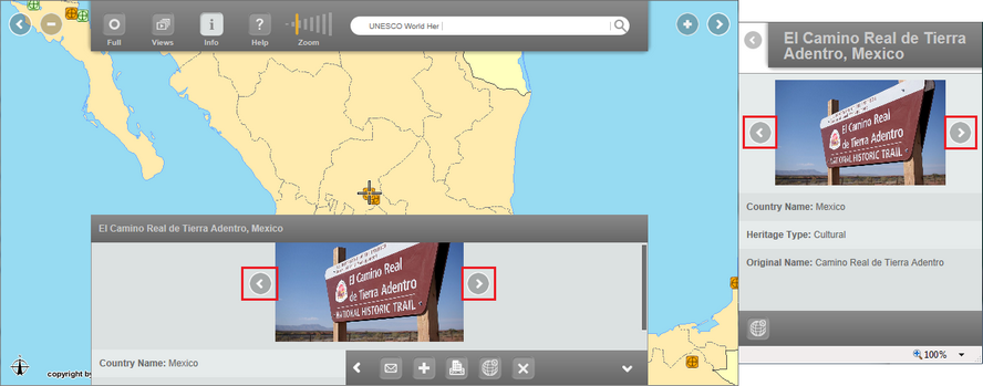 Hyperlinked Images - Galler Function (Left: Tablet View, Right: Phone View)
