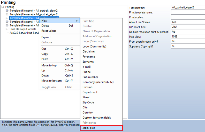 Create the print function 'Index plot'