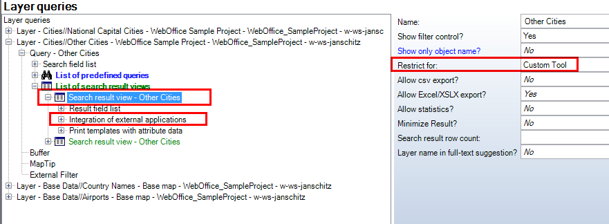 search result view - restriction for Custom Tool