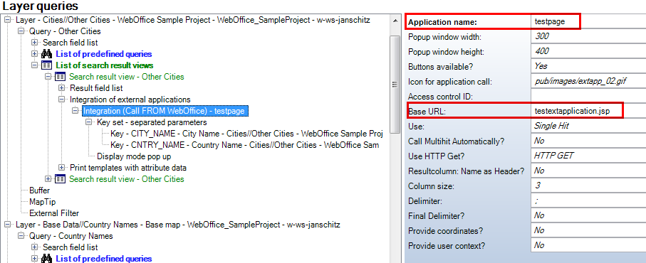 configuration of external application