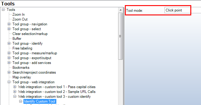 Tool mode click point