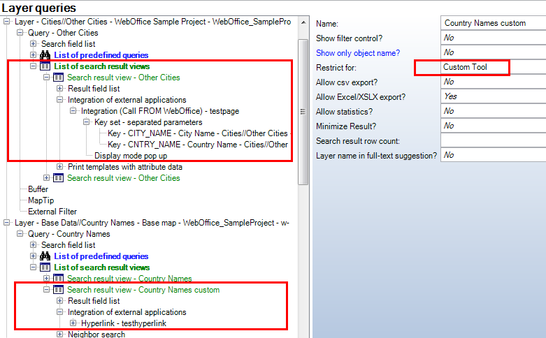 info tool - several search result views