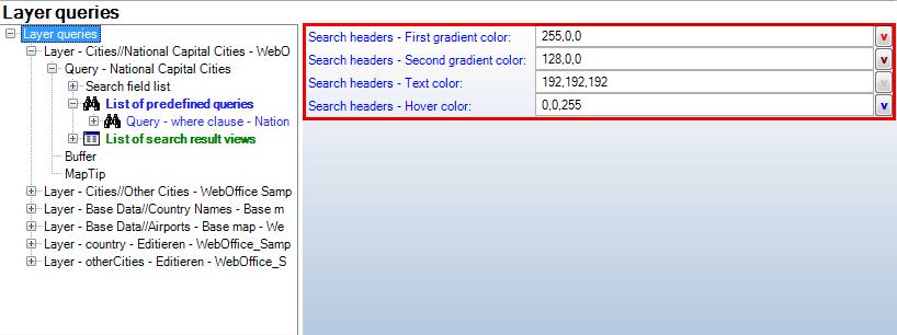 WebOffice 10 R3 flex specific query attributes - Settings  color gradient