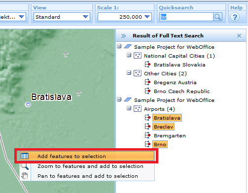 fullt-text search - client - multiple selection