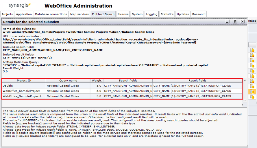 full-text search - detail list