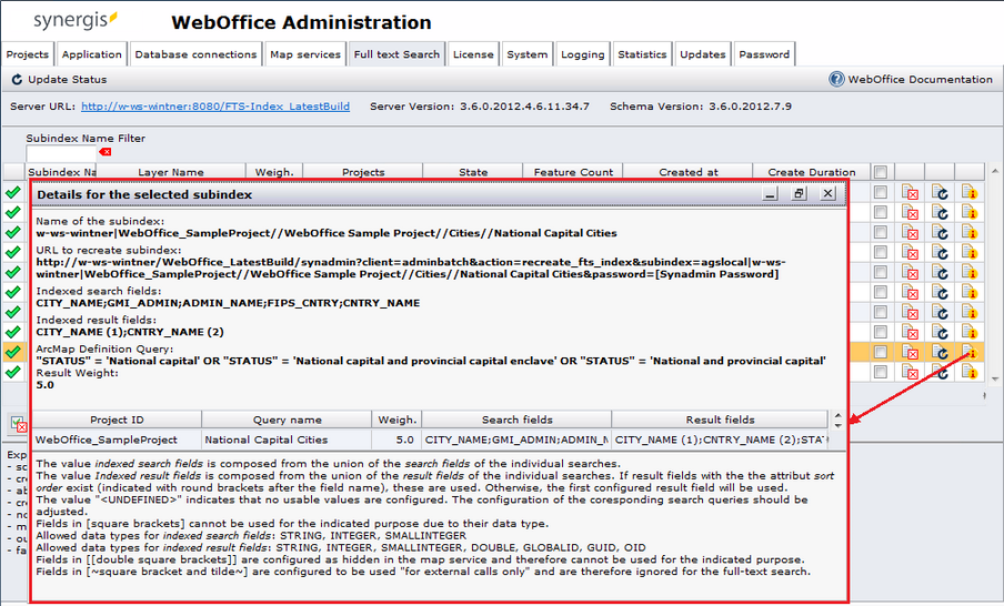 full-text search - synadmin - subindex details